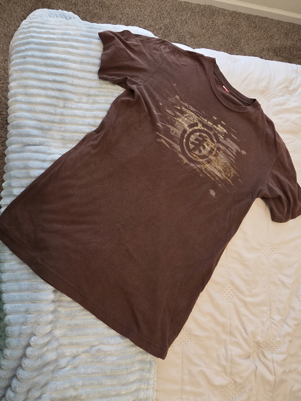 Element Brown Short-Sleeve Graphic Tee with Faded Yellow Print